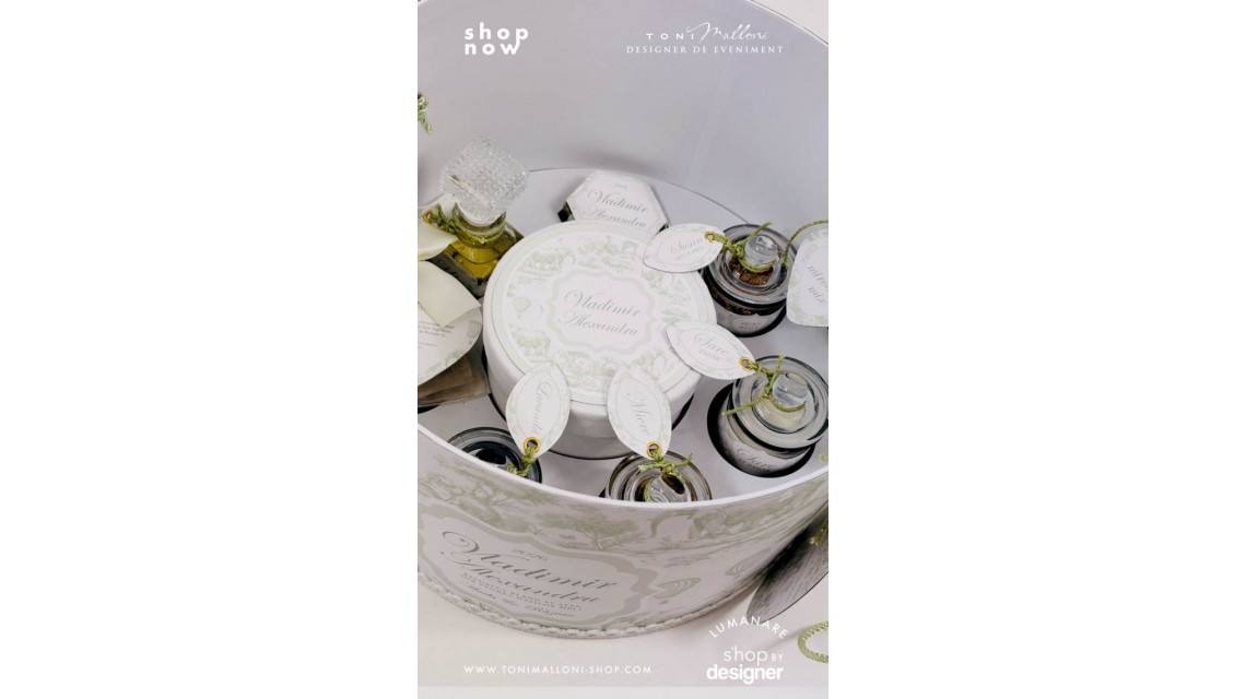 Set prima băiță Green Safari personalizat băiat ritual după botez cu nașii 2